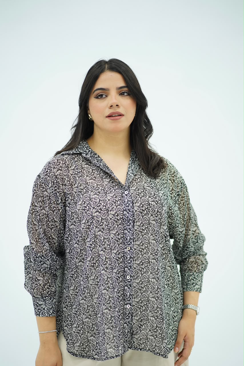 Chemise Florale Monochrome