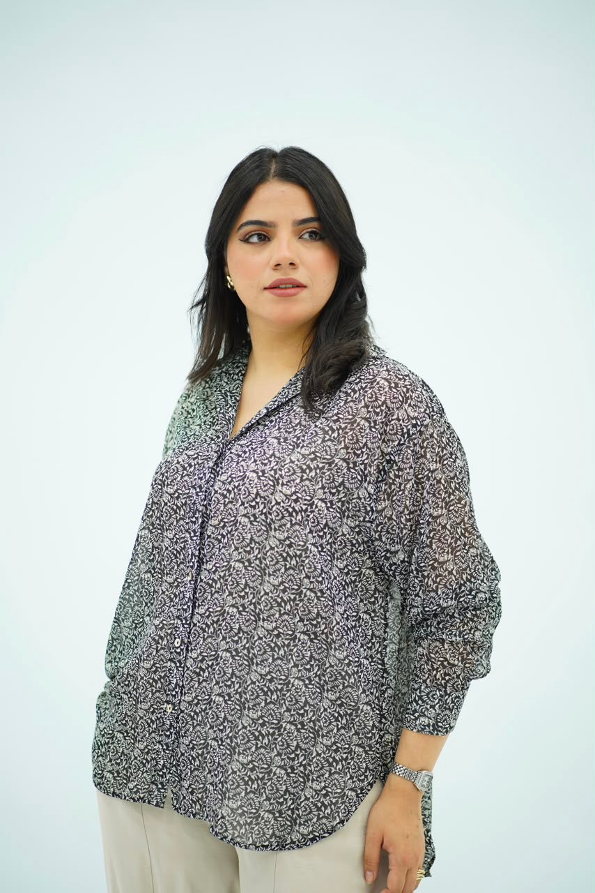 Chemise Florale Monochrome