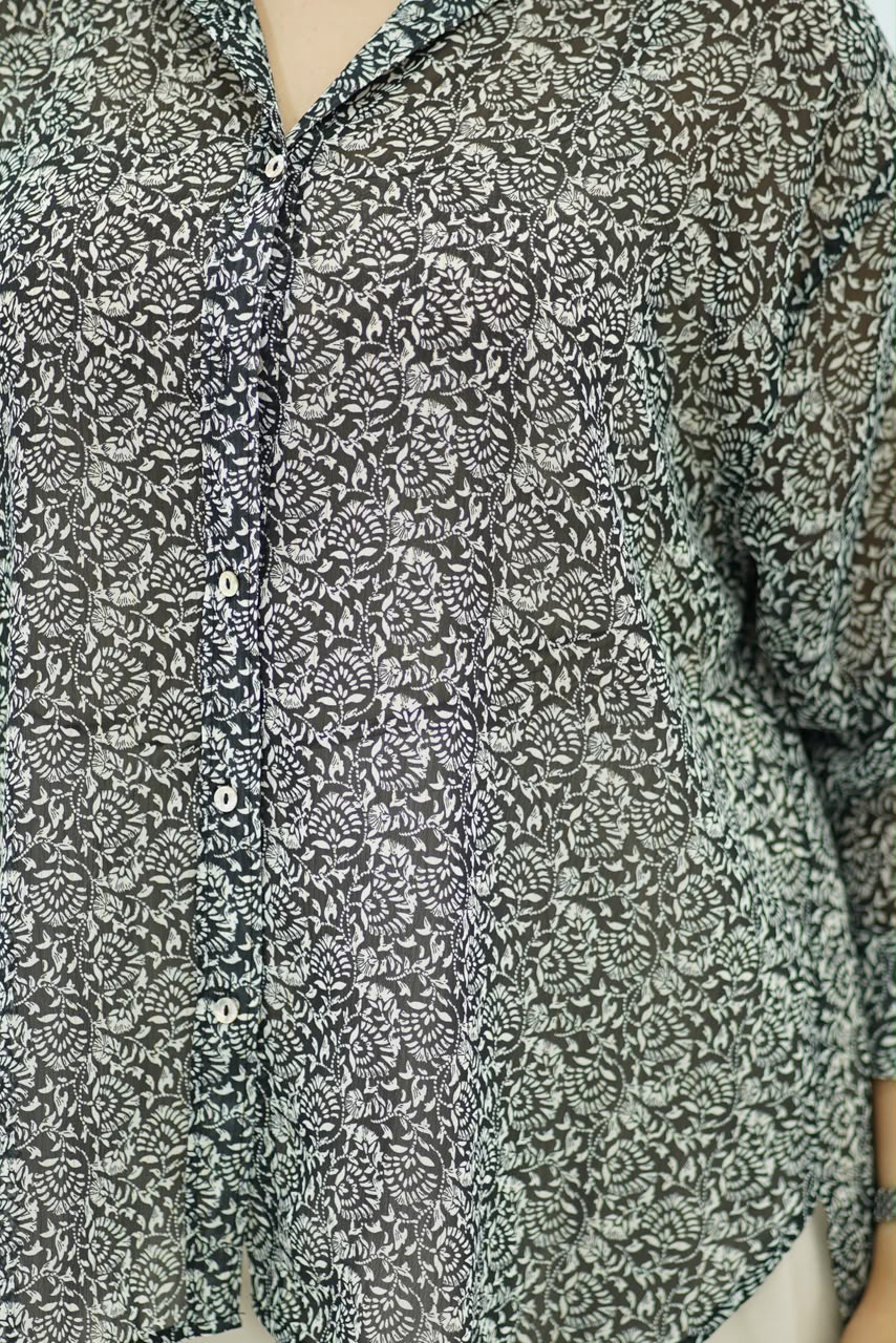 Chemise Florale Monochrome