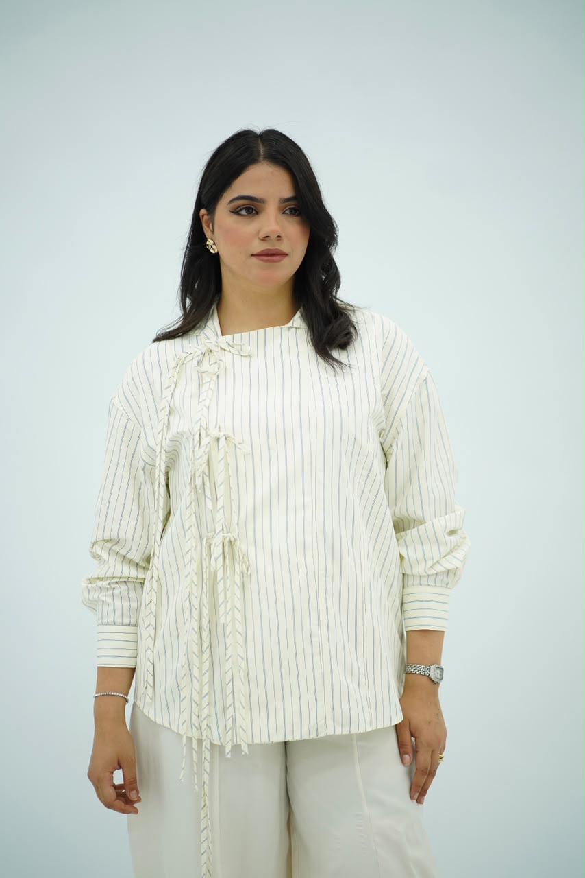 Chemise Rayée Élégance Tressée