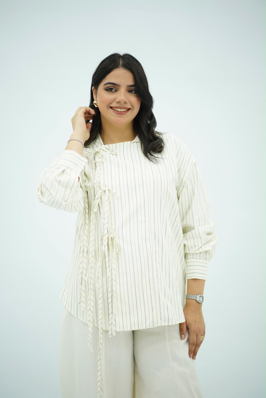 Chemise Rayée Élégance Tressée
