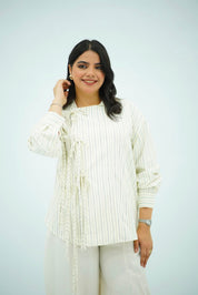 Chemise Rayée Élégance Tressée
