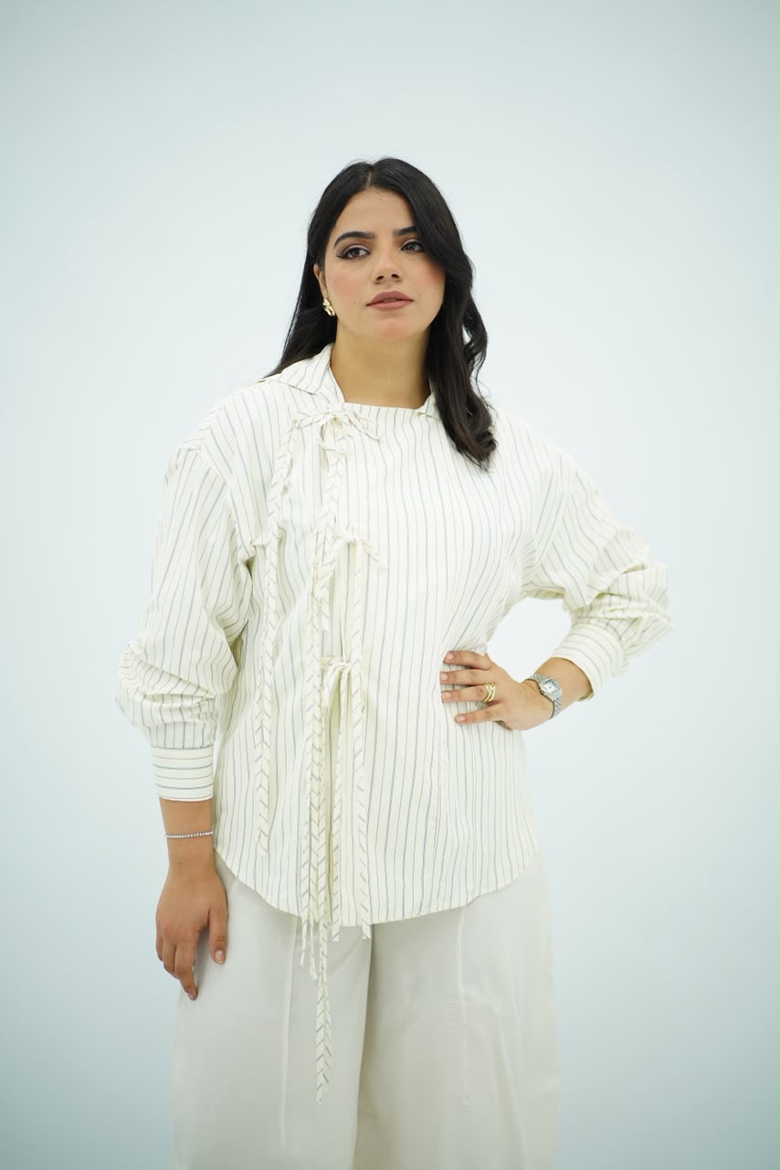 Chemise Rayée Élégance Tressée