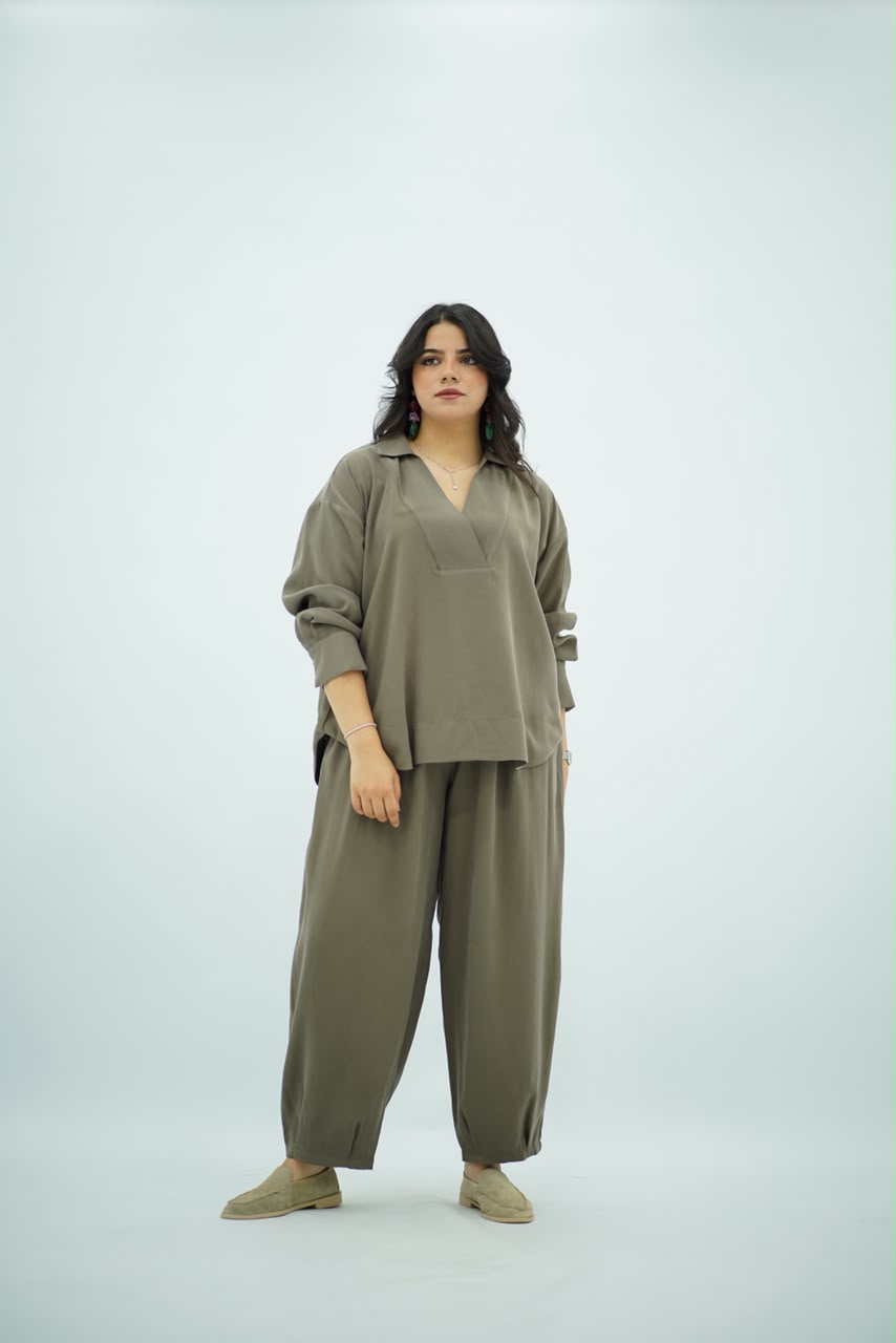 Ensemble Tencel Chic Kaki Chocolat