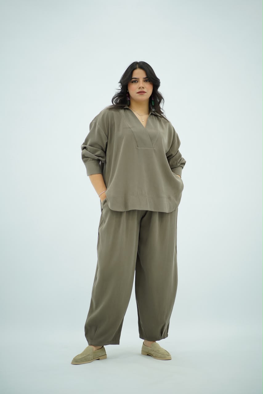 Ensemble Tencel Chic Kaki Chocolat