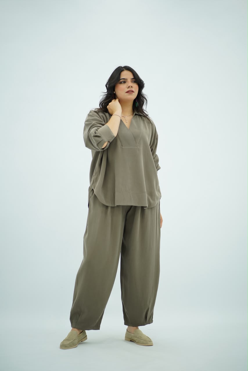 Ensemble Tencel Chic Kaki Chocolat