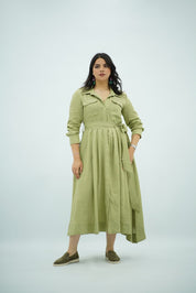 Robe Vert Pistache Ceinturée