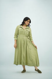 Robe Vert Pistache Ceinturée
