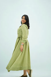 Robe Vert Pistache Ceinturée