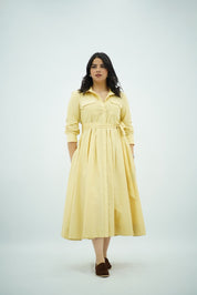 Robe Jaune pastel Ceinturée