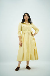 Robe Jaune pastel Ceinturée