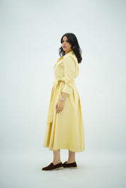Robe Jaune pastel Ceinturée
