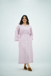 Robe Chemise Rayée Rose