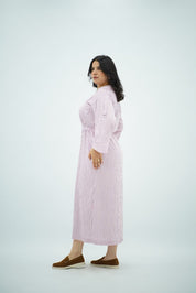 Robe Chemise Rayée Rose