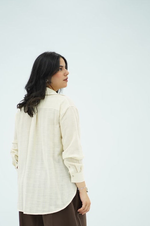 Chemise Texturée Beige Écru