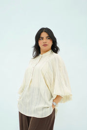 Blouse Oversize Écrue à Rayures