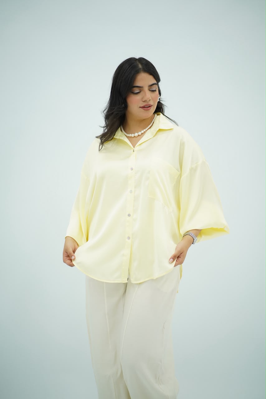 Chemise Oversize Jaune Pastel