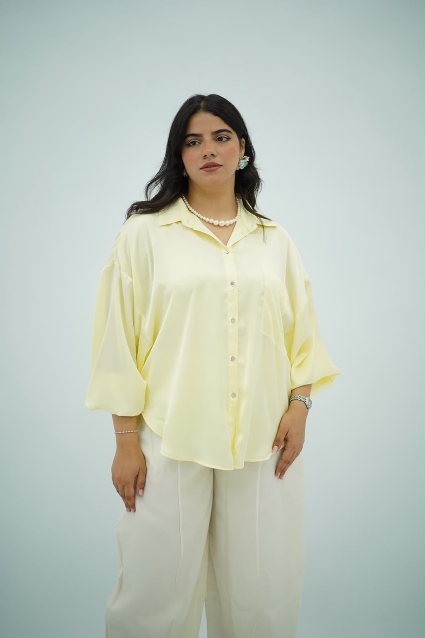 Chemise Oversize Jaune Pastel