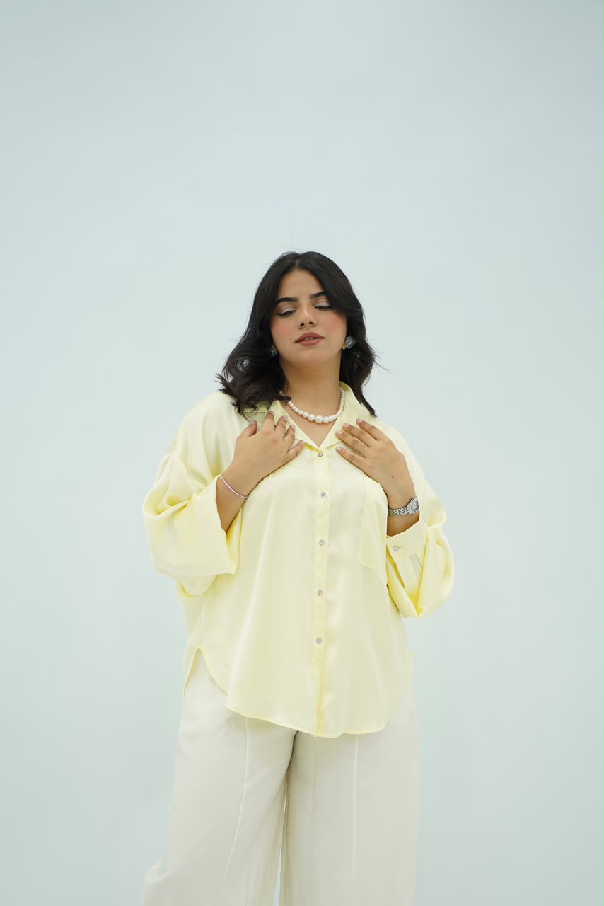 Chemise Oversize Jaune Pastel