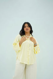 Chemise Oversize Jaune Pastel