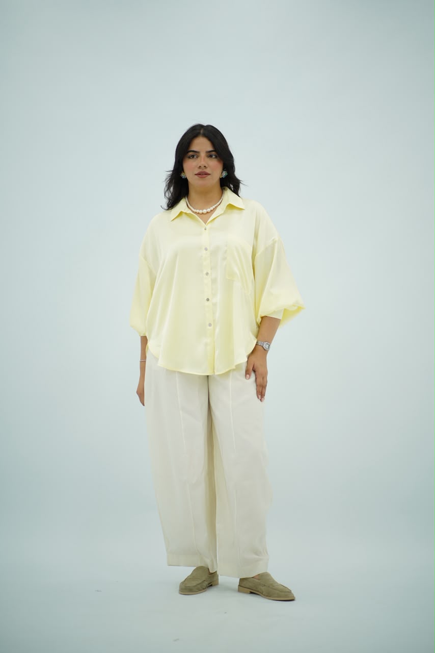 Chemise Oversize Jaune Pastel