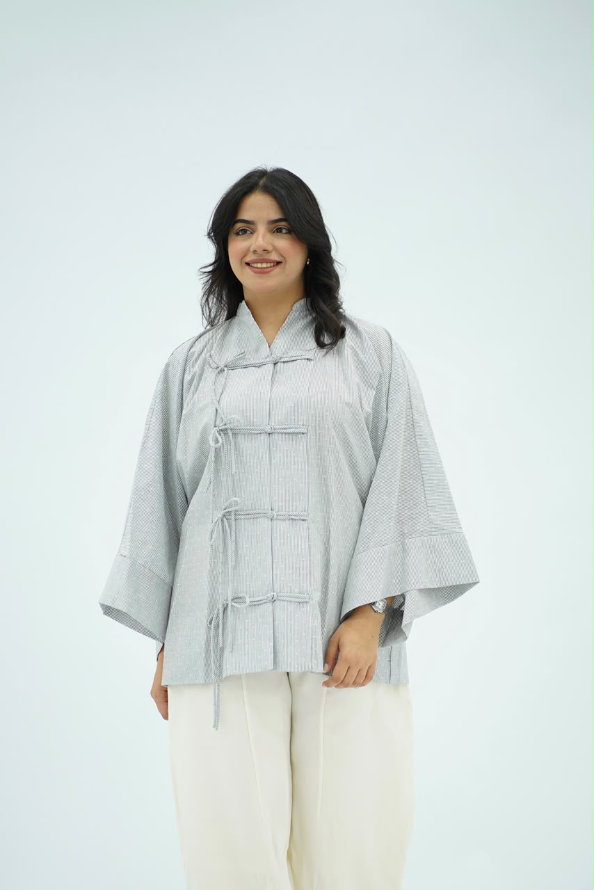 Blouse Croisée Gris Perle