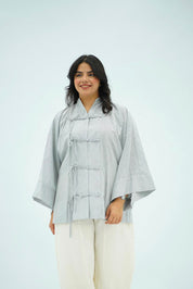 Blouse Croisée Gris Perle