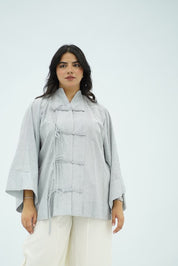 Blouse Croisée Gris Perle