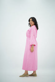 Robe Chemise Rayée Rose