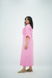 Robe Chemise Rayée Rose