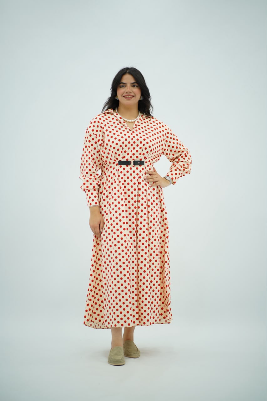 Robe Longue à Pois Orange
