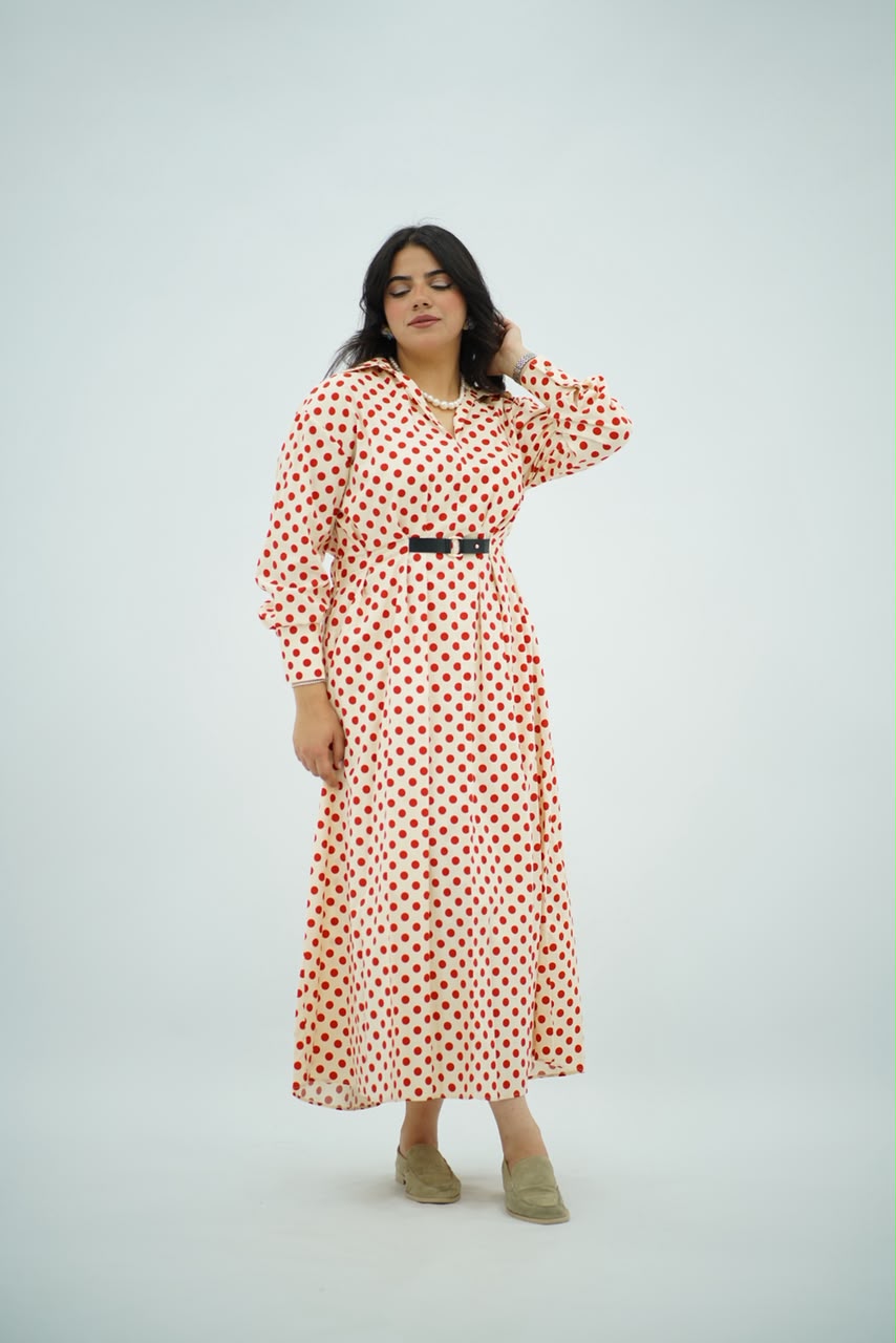 Robe Longue à Pois Orange