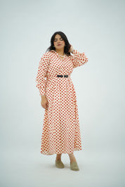 Robe Longue à Pois Orange
