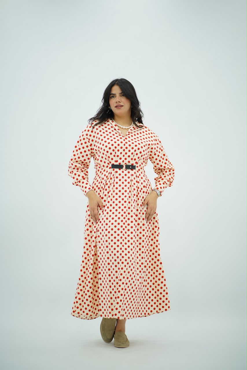 Robe Longue à Pois Orange