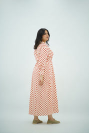 Robe Longue à Pois Orange