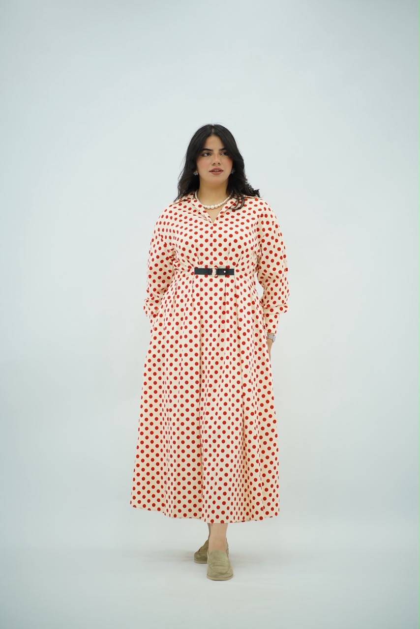 Robe Longue à Pois Orange