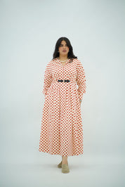 Robe Longue à Pois Orange