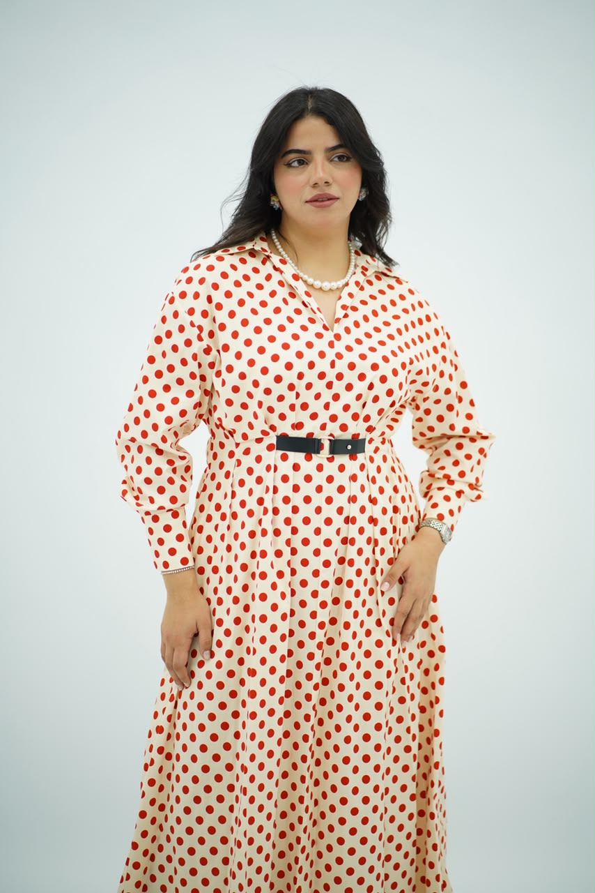 Robe Longue à Pois Orange