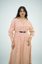 Robe Longue à Pois Orange