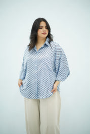 Chemise Fluide à Pois – Bleu Ciel