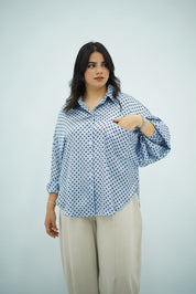 Chemise Fluide à Pois – Bleu Ciel