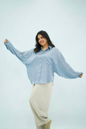 Chemise Fluide à Pois – Bleu Ciel