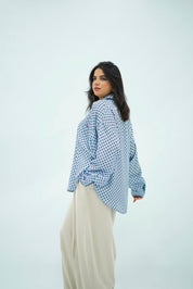 Chemise Fluide à Pois – Bleu Ciel