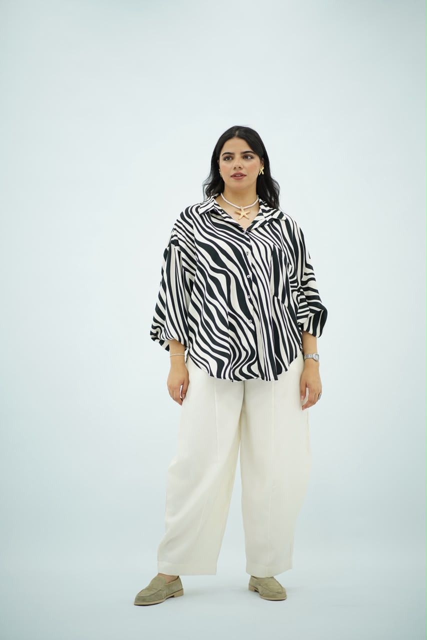 Chemise Oversize Zèbre – Noir & Blanc