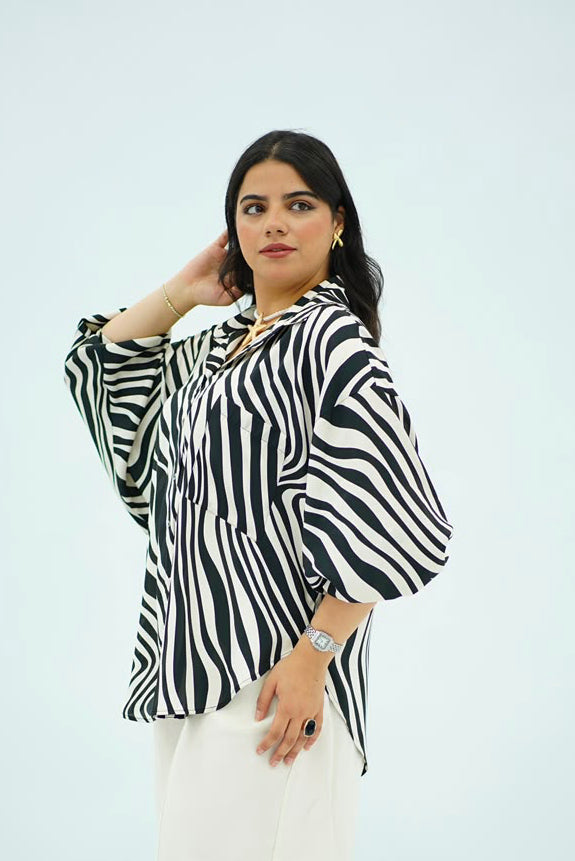 Chemise Oversize Zèbre – Noir & Blanc