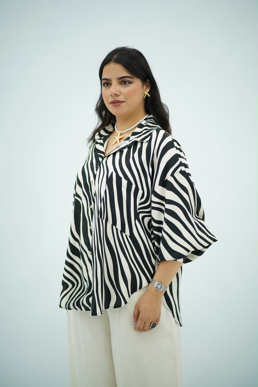 Chemise Oversize Zèbre – Noir & Blanc