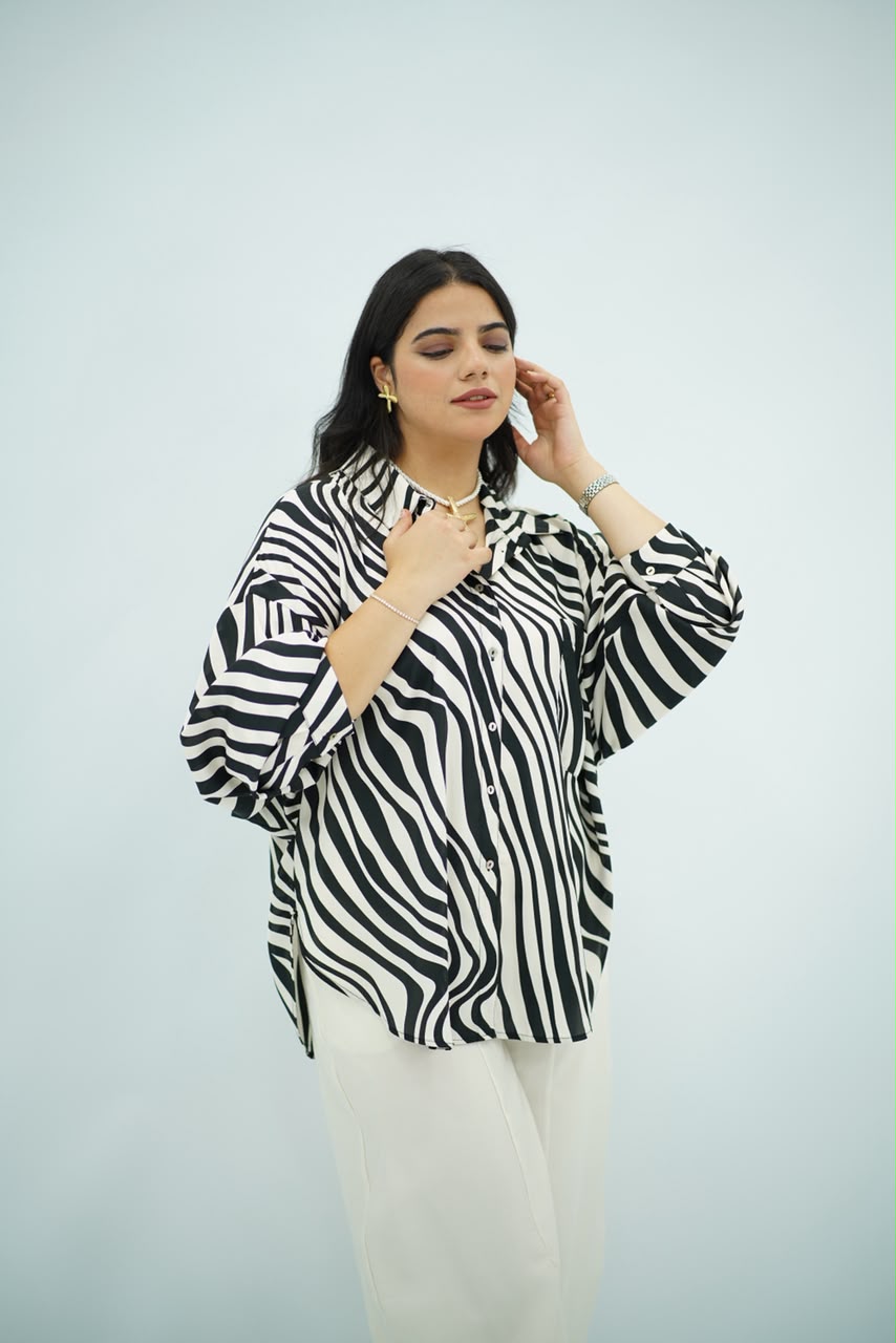 Chemise Oversize Zèbre – Noir & Blanc