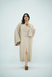 Gandoura en Lin Style Coréen – Beige Sable