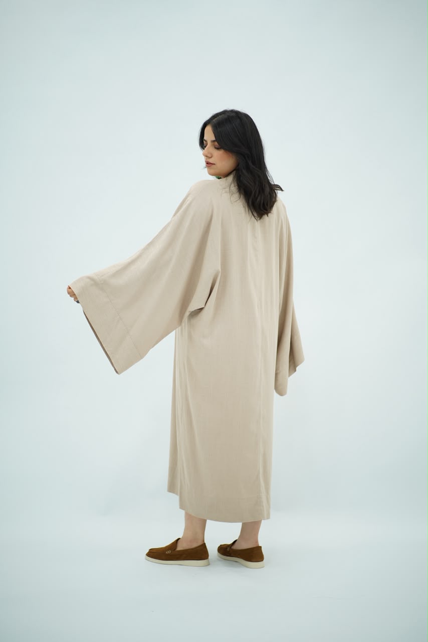 Gandoura en Lin Style Coréen – Beige Sable