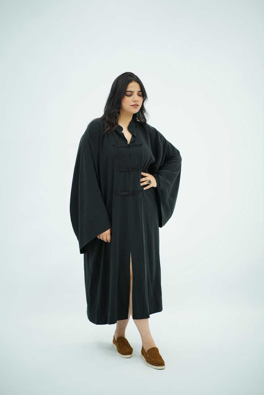 Gandoura en Tencel Style Coréen – Noir